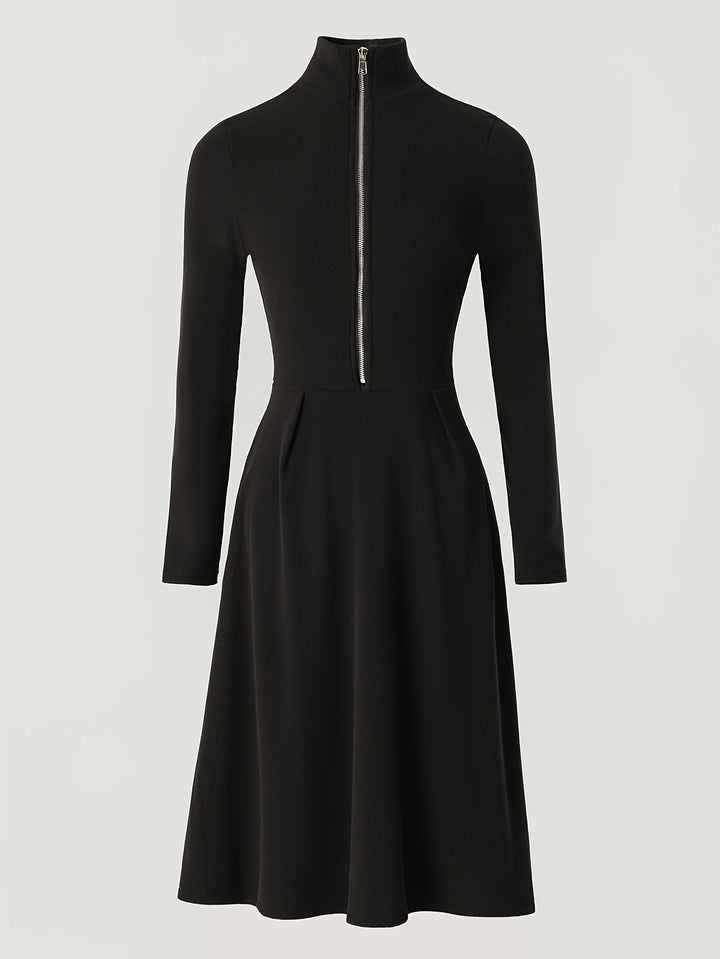 ZINNIA | ZIPPERED LONG SLEEVE DRESS WITH STRETCH FABRIC