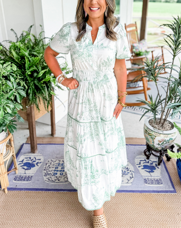 Eliza | Classic Toile Maxi Dress
