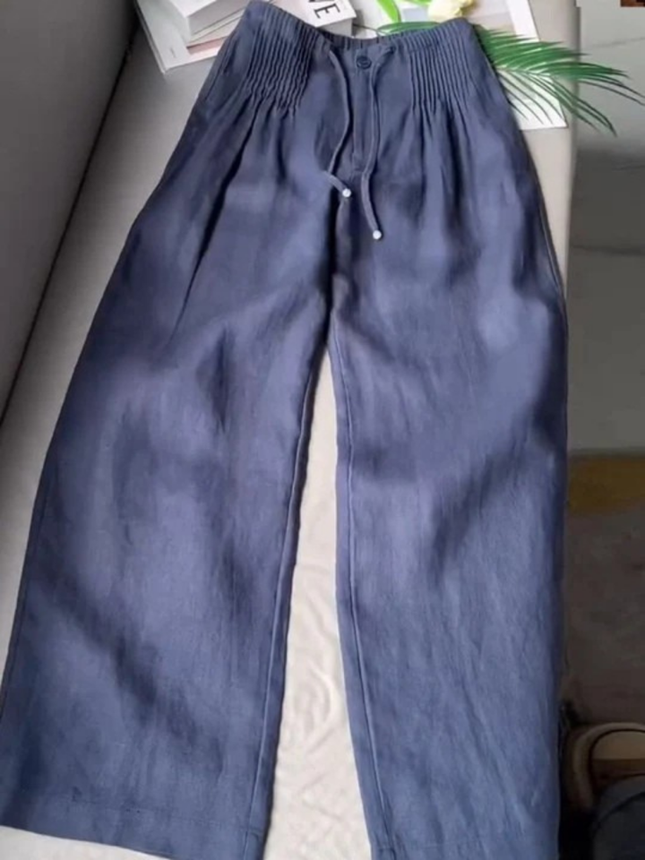 Camille | Wide-leg trousers in Cotton and Linen Blend
