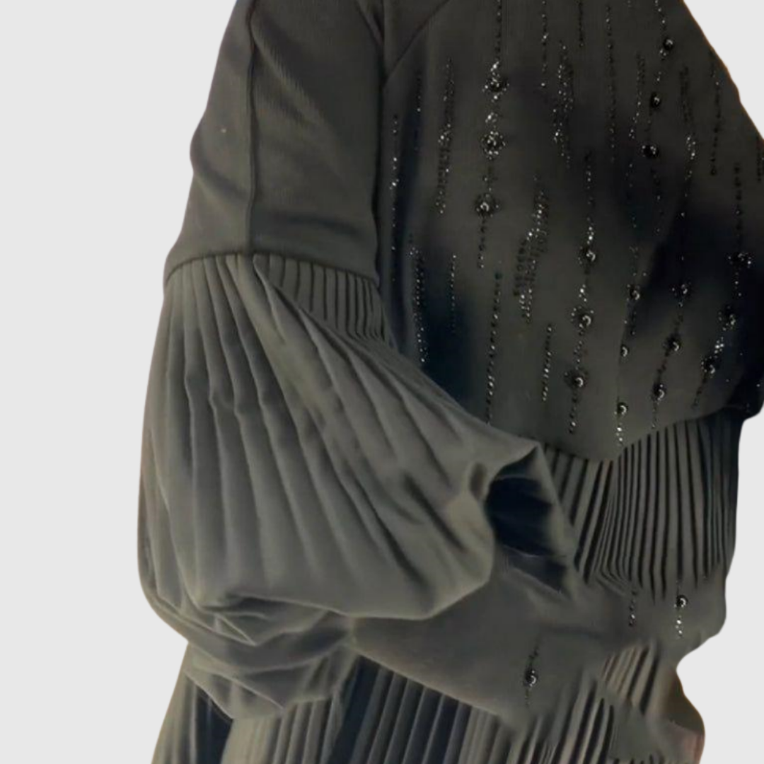 ELODIE | PLEATED PUFF-SLEEVE GOWN