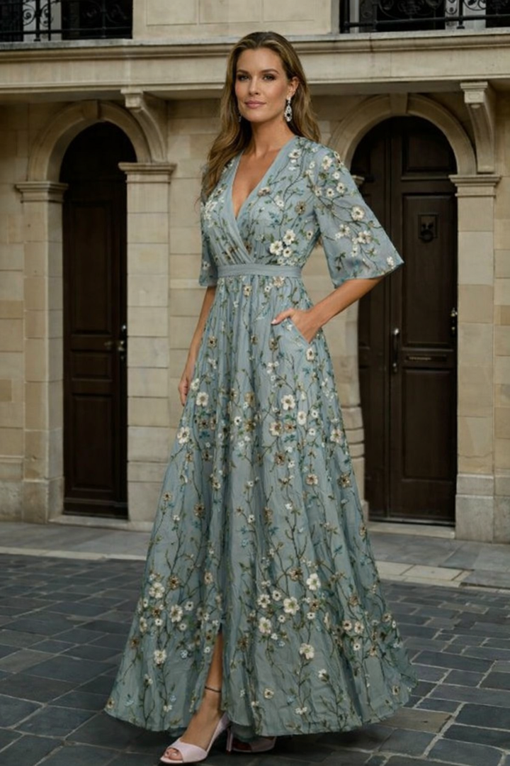 Hazel - Elegant V-Neck Boho Dress