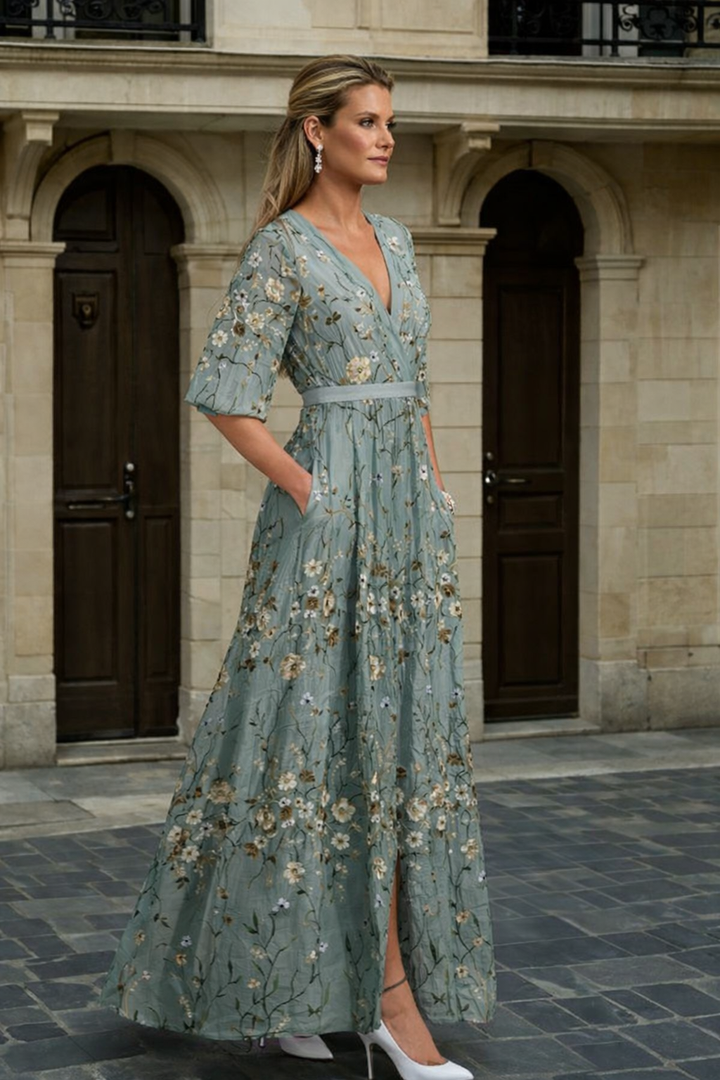 Hazel - Elegant V-Neck Boho Dress