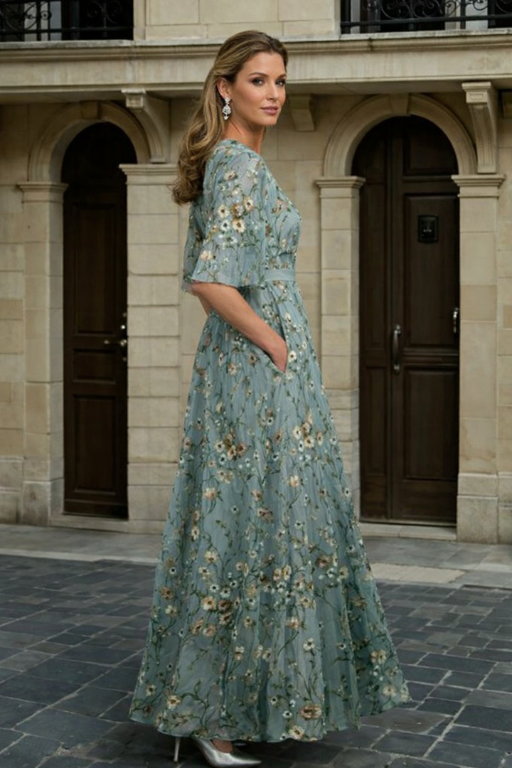 Hazel - Elegant V-Neck Boho Dress