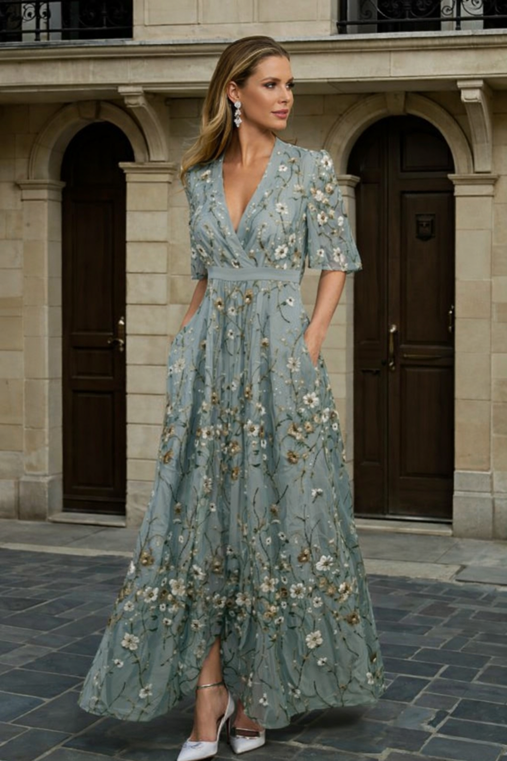 Hazel - Elegant V-Neck Boho Dress