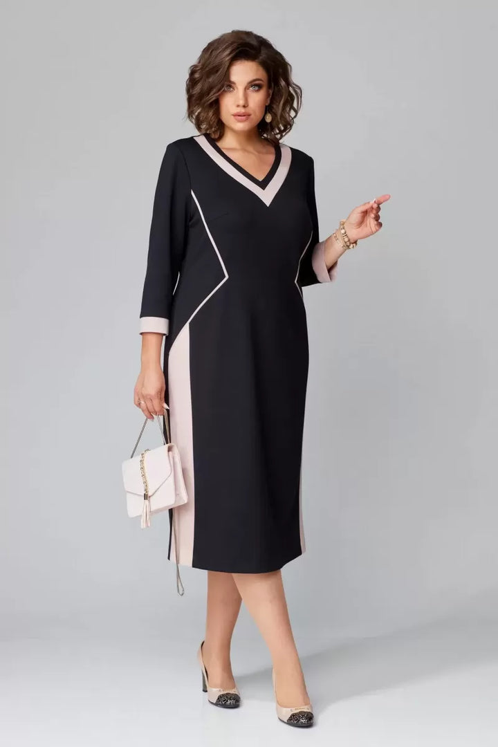 FENNA GRACE | ELEGANT V-NECK MIDI DRESS