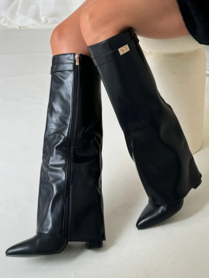 HARRIET | WOMEN'S LEATHER THIGH-HIGH BOOTS WITH BUCKLE