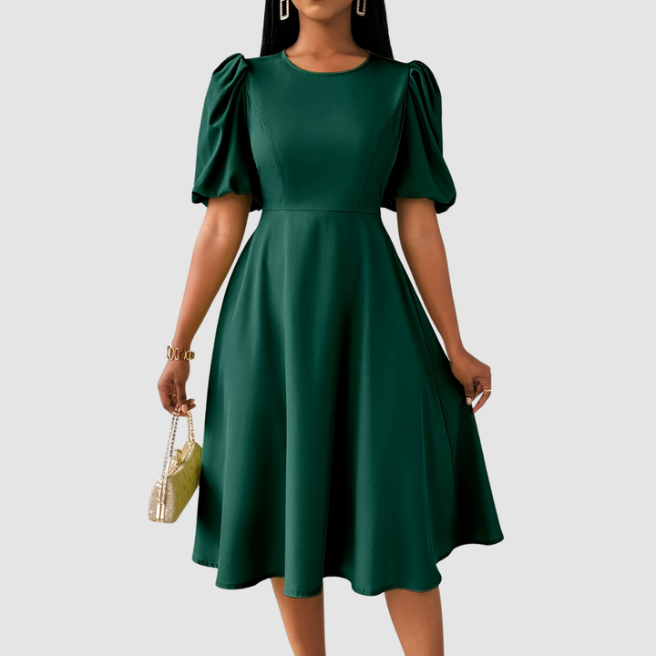 CLARA BLOOM | REFINED BLACK MIDI DRESS