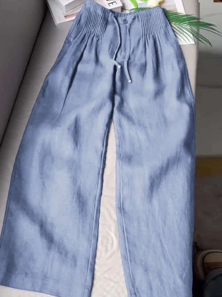 Camille | Wide-leg trousers in Cotton and Linen Blend