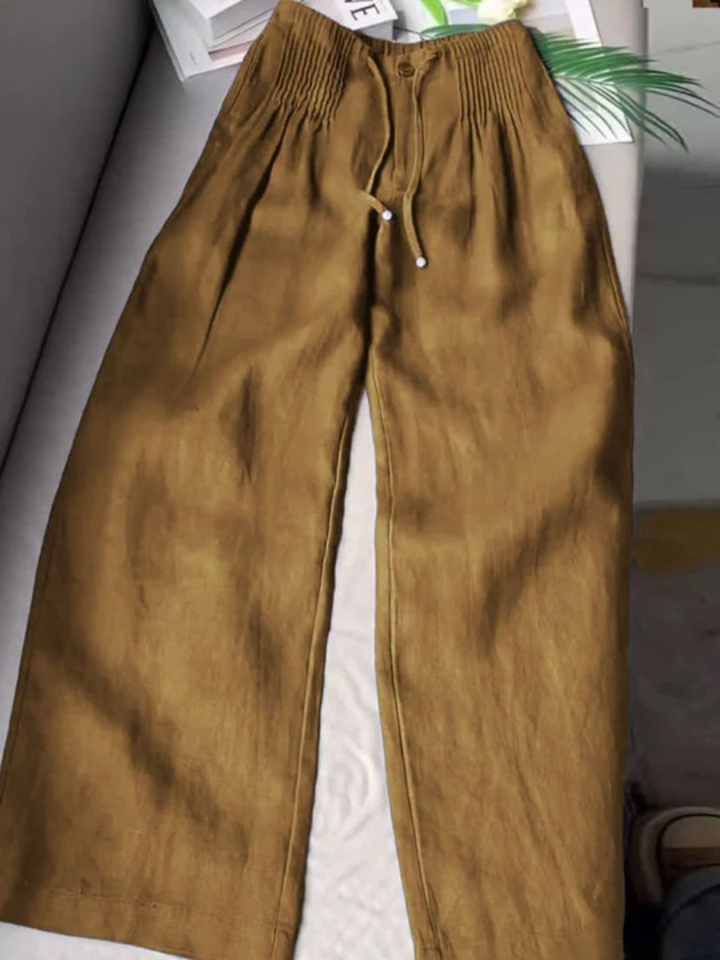 Camille | Wide-leg trousers in Cotton and Linen Blend