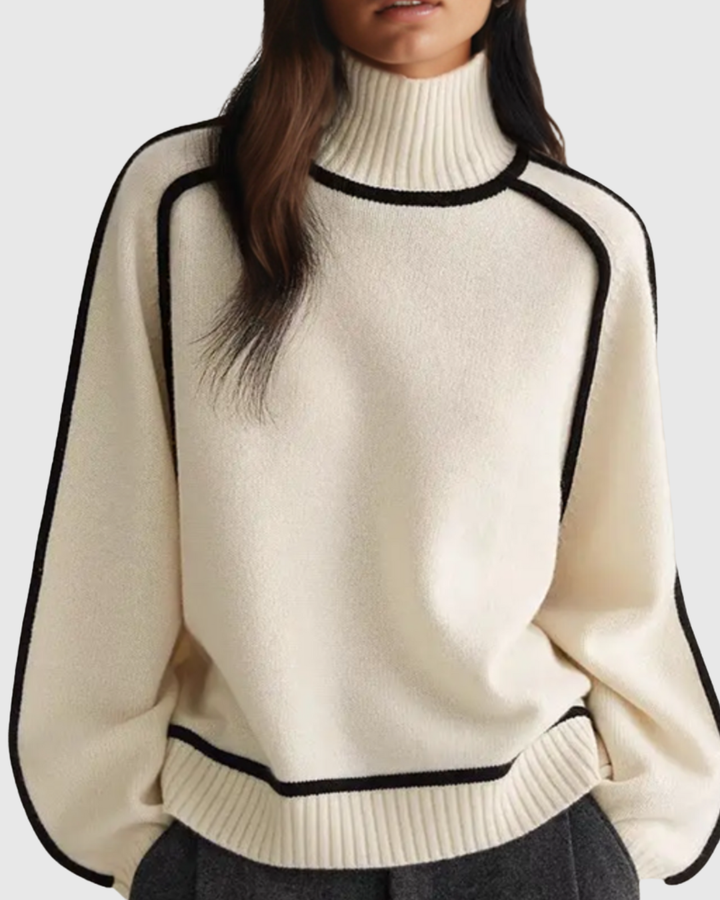 MARIEL | STRIPED TURTLENECK KNIT SWEATER