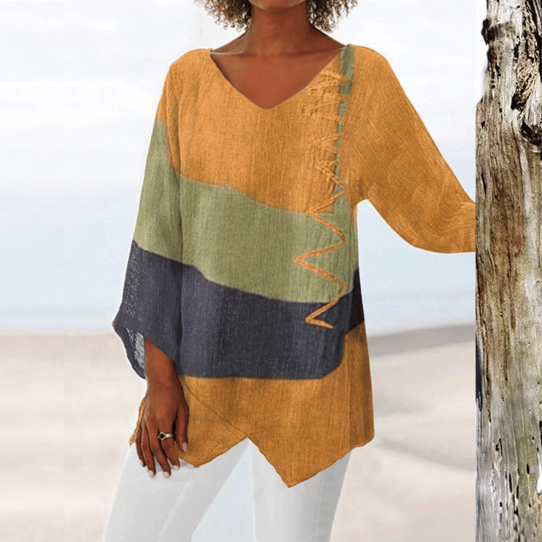Sylvia | Geometric Colour Block Blouse