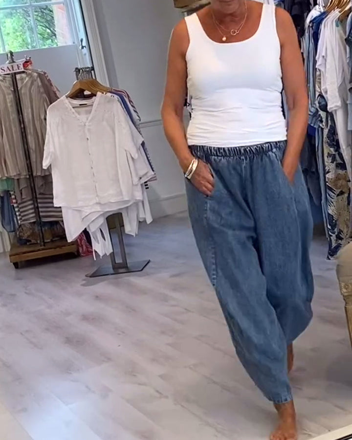 Relaxed Jeans with Elastic Waist