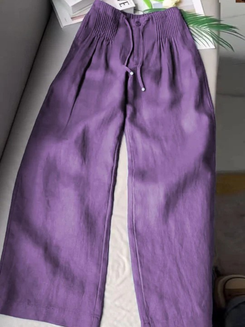 Camille | Wide-leg trousers in Cotton and Linen Blend