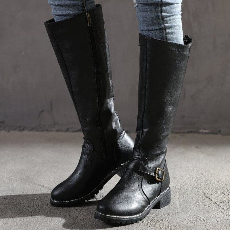 GEORGINA | CLASSIC BUCKLE KNEE-HIGH BOOTS FOR WOMEN