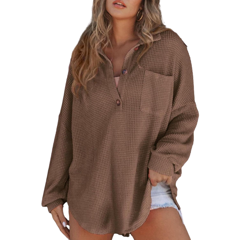 Frances | Waffle-Texture Tunic Blouse