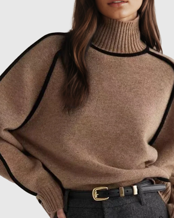 MARIEL | STRIPED TURTLENECK KNIT SWEATER