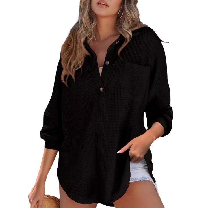 Frances | Waffle-Texture Tunic Blouse