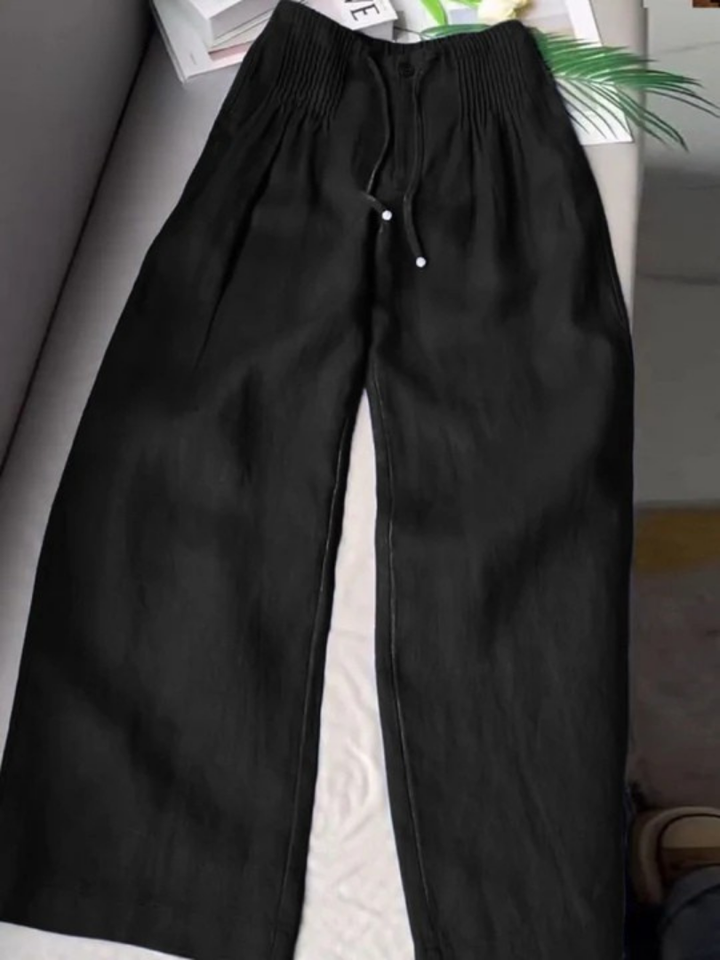 Camille | Wide-leg trousers in Cotton and Linen Blend