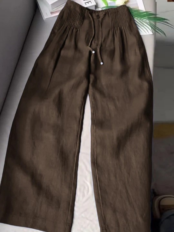 Camille | Wide-leg trousers in Cotton and Linen Blend