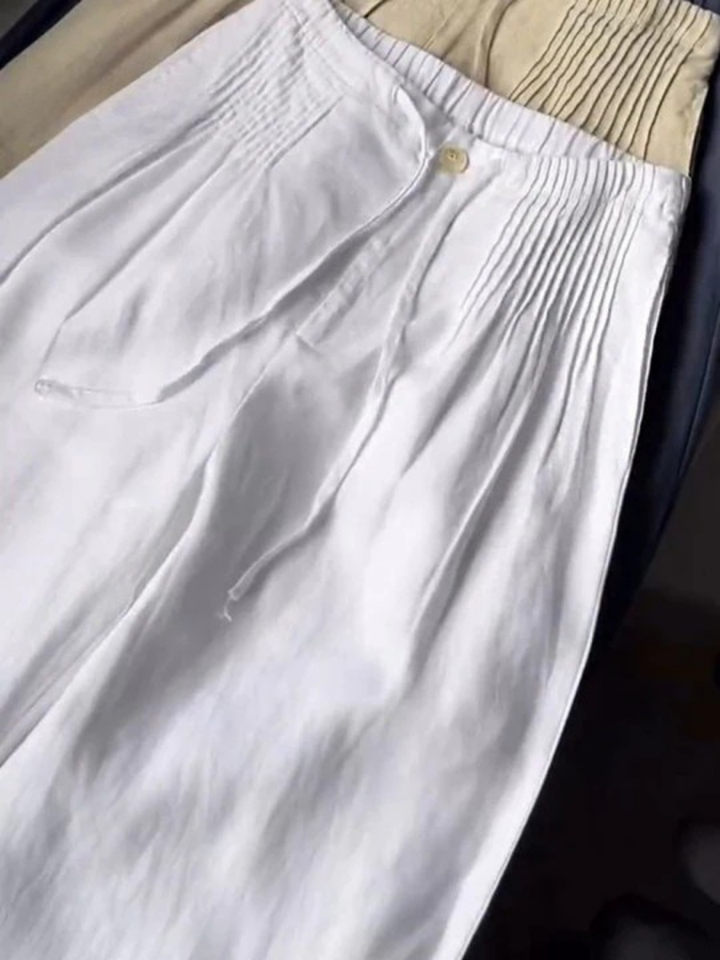 Camille | Wide-leg trousers in Cotton and Linen Blend