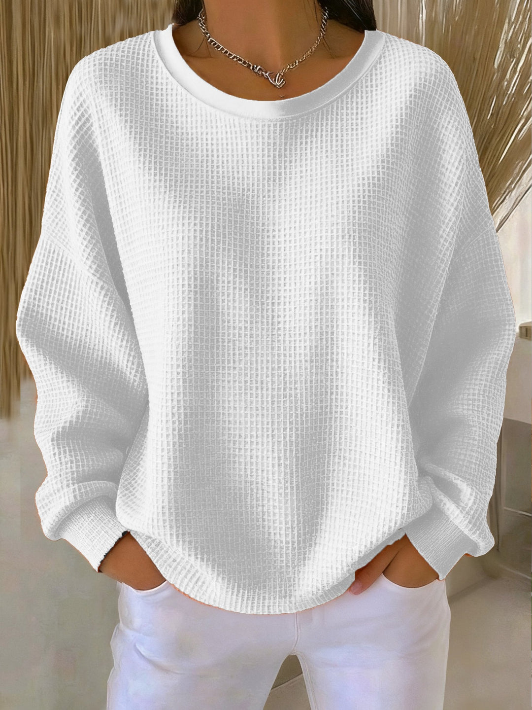 KATE | WAFFLE KNIT WINTER SWEATSHIRT