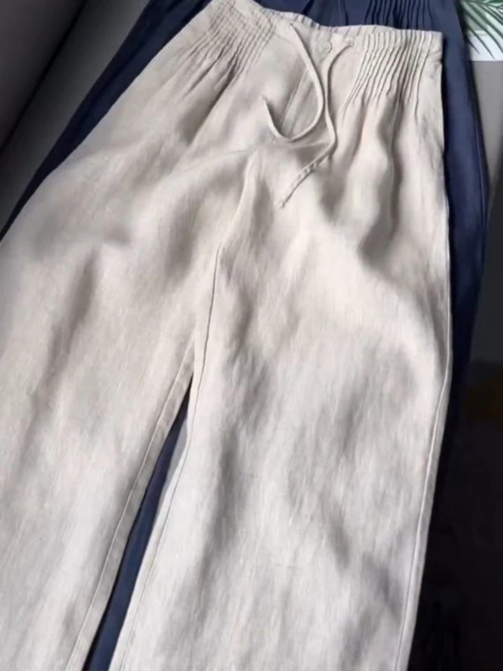 Camille | Wide-leg trousers in Cotton and Linen Blend