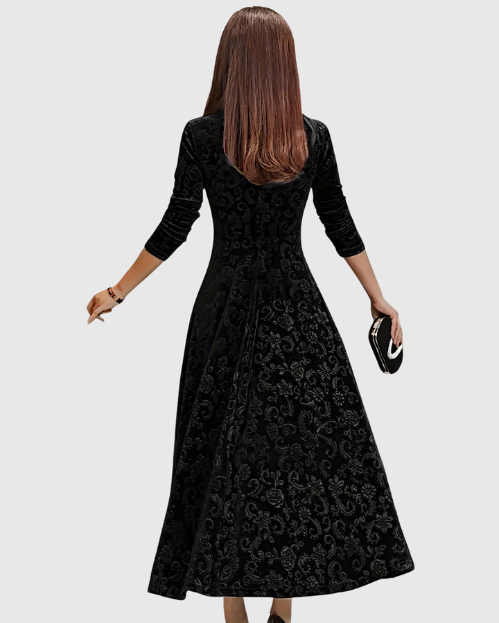 VESPERA | GRACEFUL FLORAL MIDI DRESS