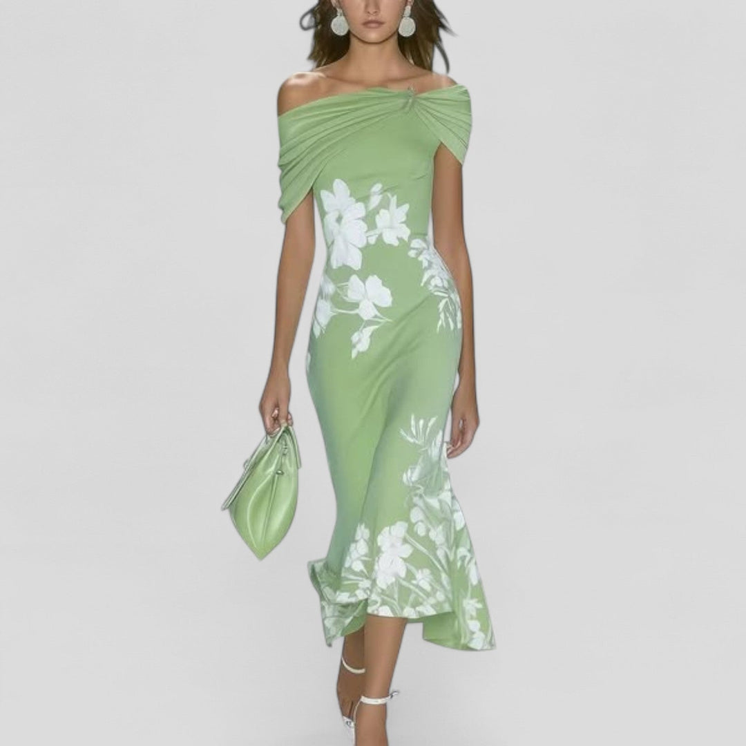 Evangeline | The Statement Print Midi Dress