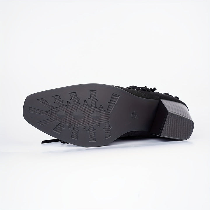 VESPA | BLACK FRINGE STUDDED WESTERN COWBOY BOOTS