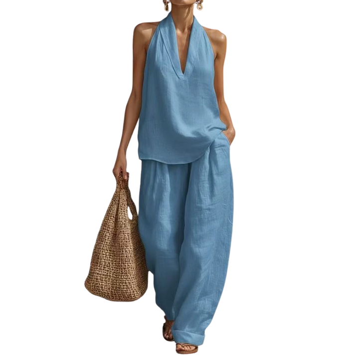 Celestine | The Halter Neck Wide-Leg Two-Piece Set