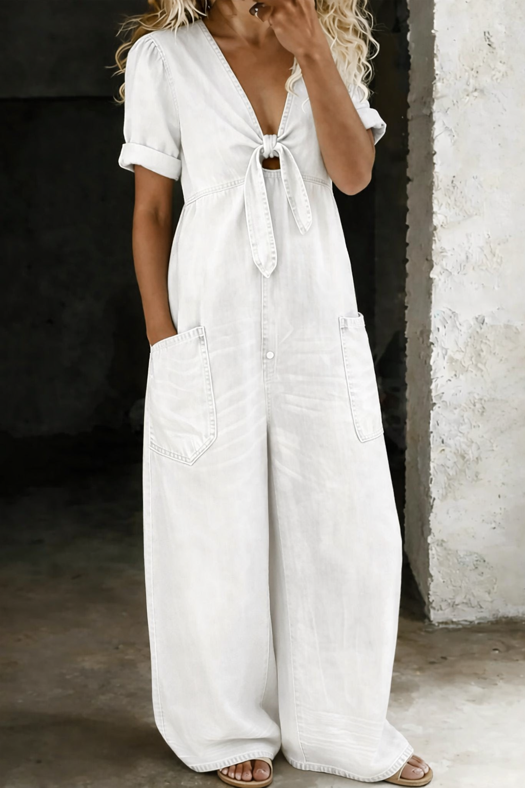 Wren | The V-Neck Denim Jumpsuit