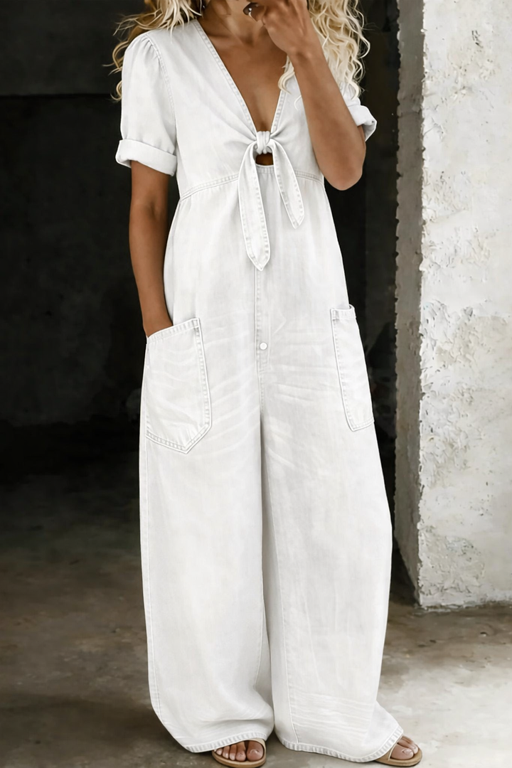 Wren | The V-Neck Denim Jumpsuit