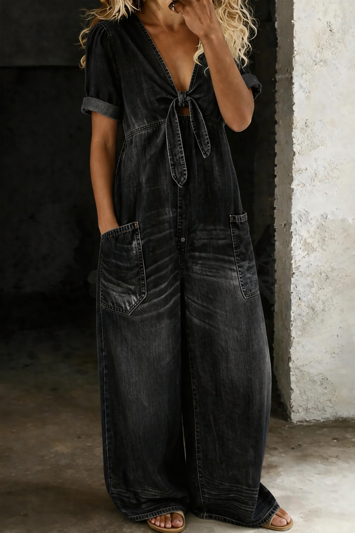 Wren | The V-Neck Denim Jumpsuit