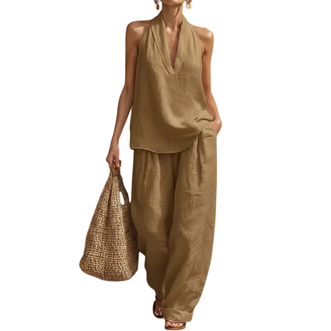 Celestine | The Halter Neck Wide-Leg Two-Piece Set