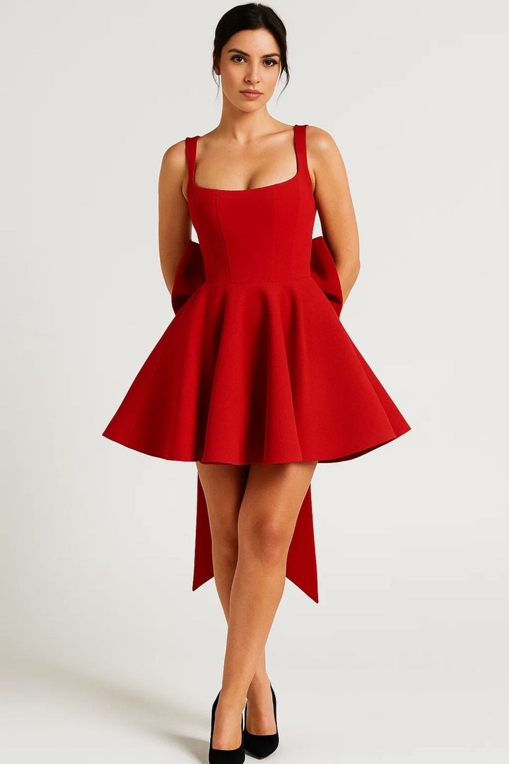 EIRLYS | SQUARE-NECK MINI DRESS WITH BACK BOW