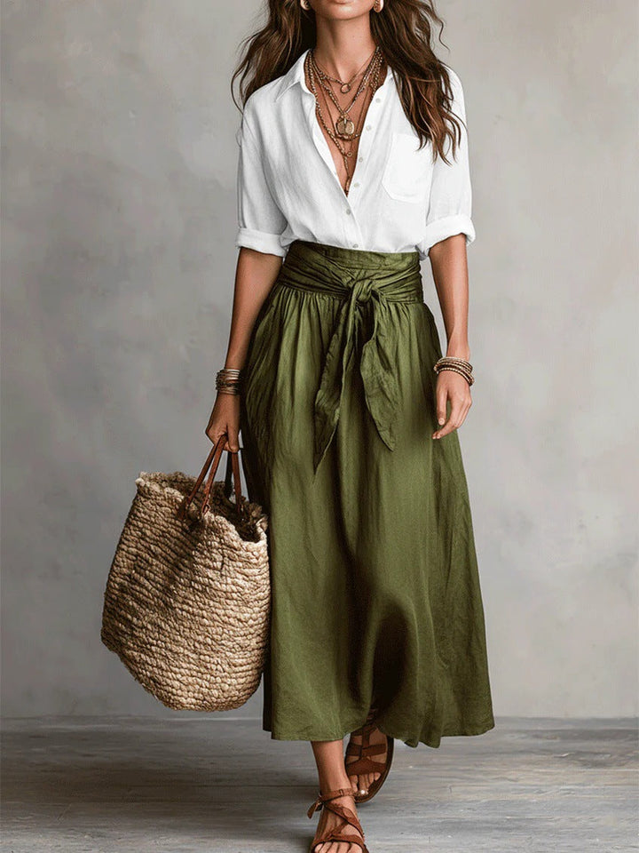 Hadleigh | The Button Shirt and Midi Skirt Two-Piece Set