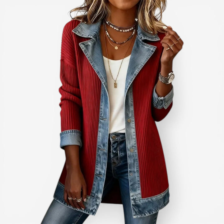 Rowena | The Mixed-Texture Denim-Look Jacket