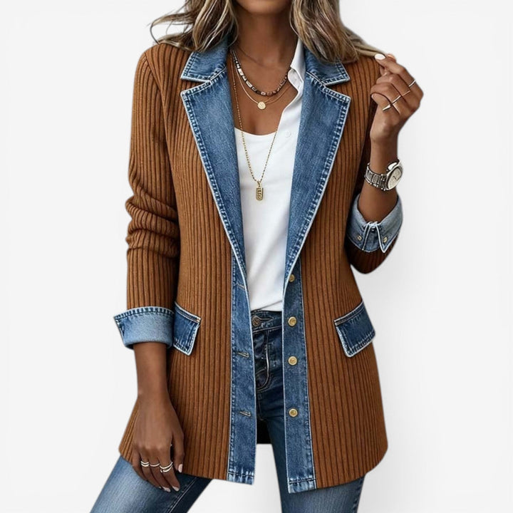 Rowena | The Mixed-Texture Denim-Look Jacket