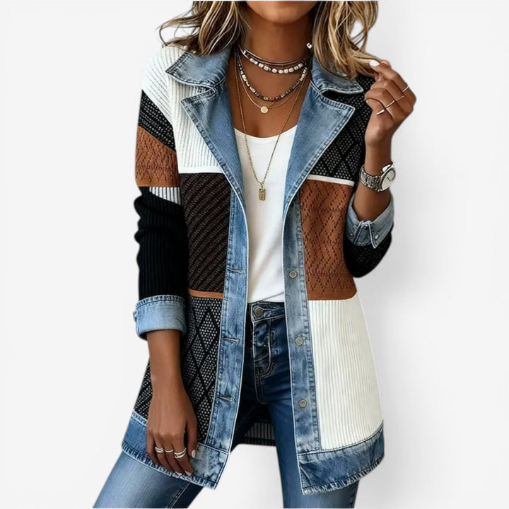 Rowena | The Mixed-Texture Denim-Look Jacket