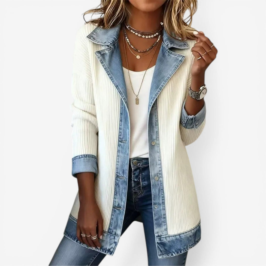 Rowena | The Mixed-Texture Denim-Look Jacket