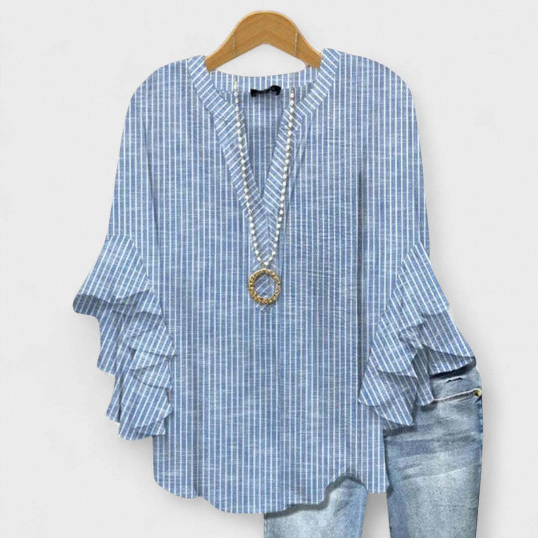 Araminta | The Ruffle Sleeve V-Neck Blouse