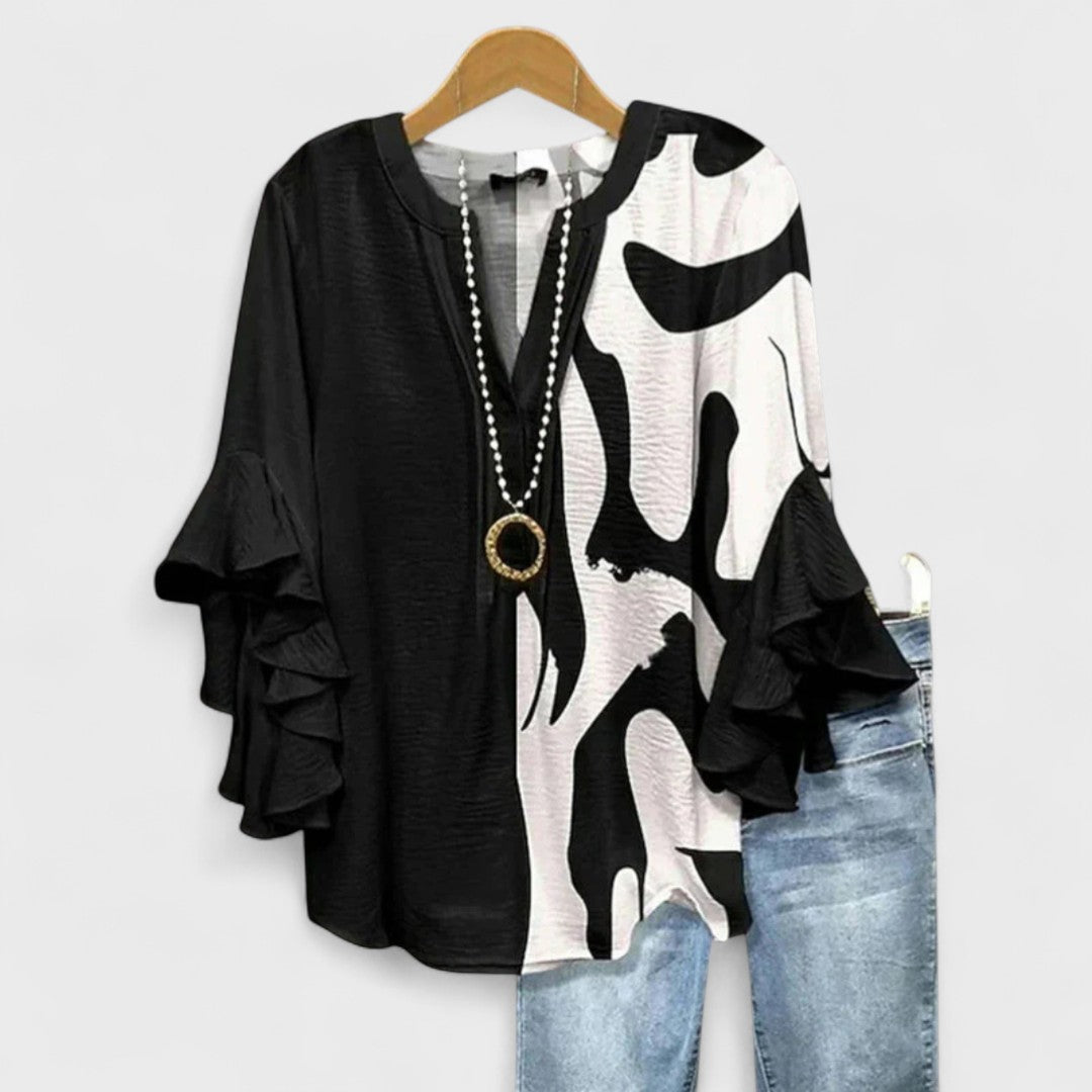 Araminta | The Ruffle Sleeve V-Neck Blouse