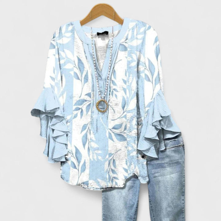 Araminta | The Ruffle Sleeve V-Neck Blouse