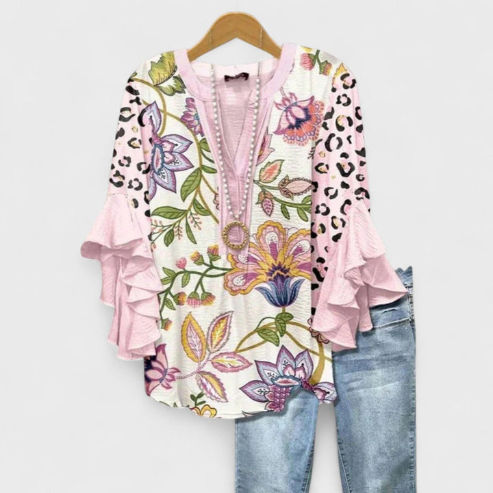 Araminta | The Ruffle Sleeve V-Neck Blouse