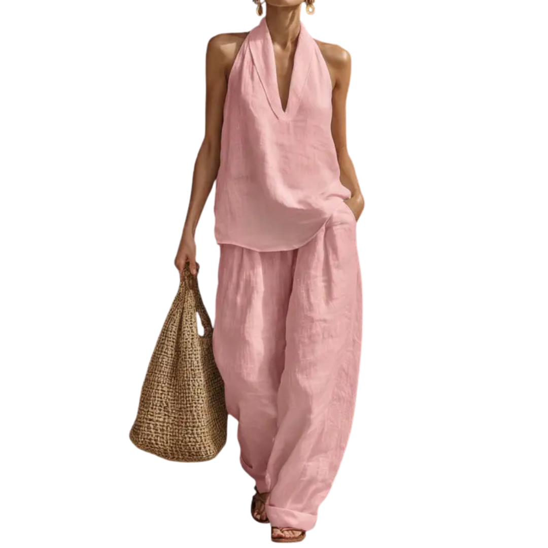 Celestine | The Halter Neck Wide-Leg Two-Piece Set