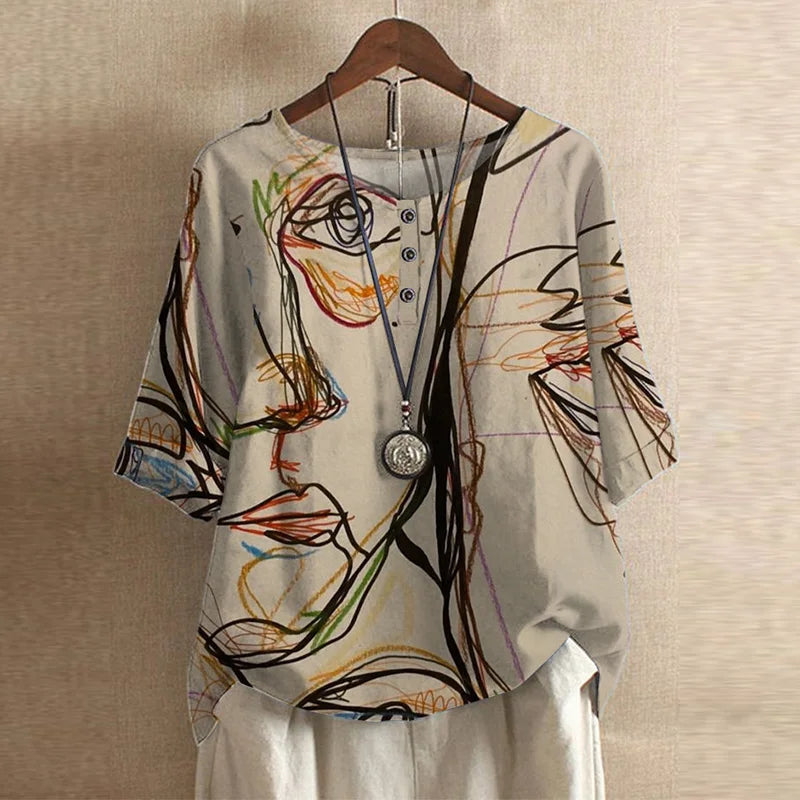Lavinia | The Vintage Floral Short-Sleeve Blouse