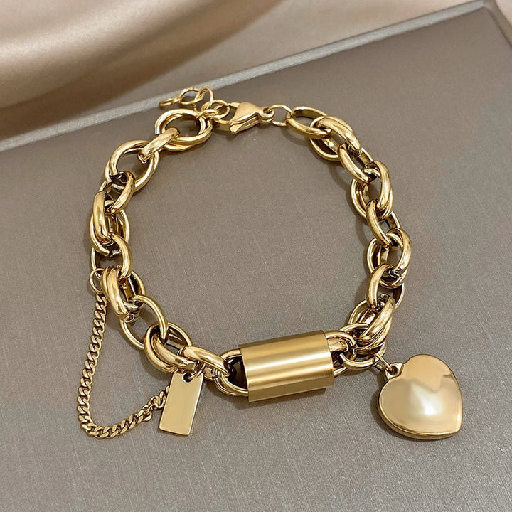 CHUNKY GOLD HEART BRACELET