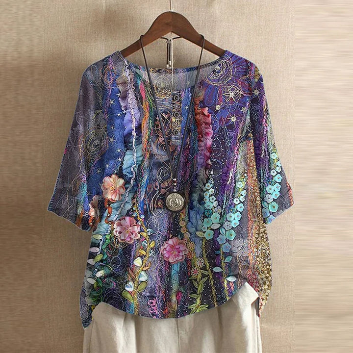 Lavinia | The Vintage Floral Short-Sleeve Blouse