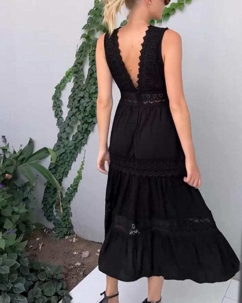 Léonie™ Elegant Lace V-Neck Dress