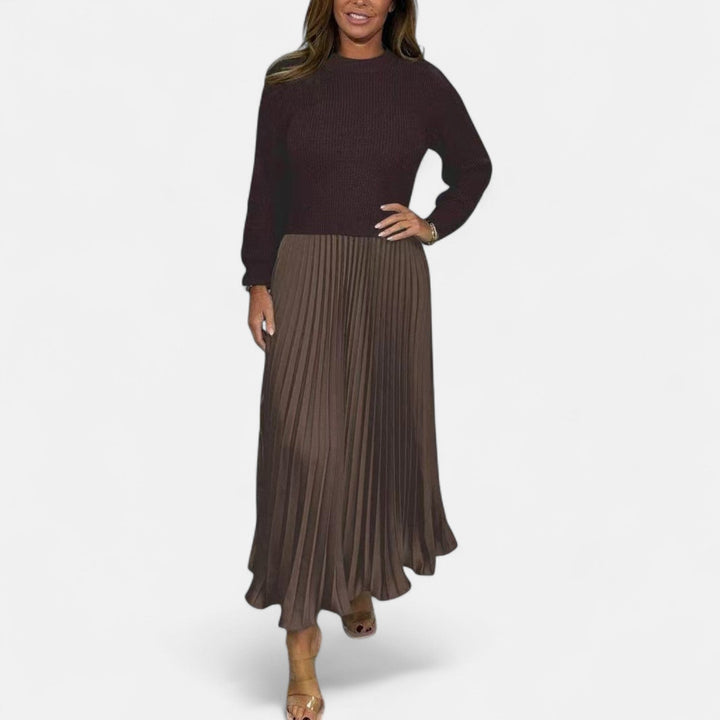 Knitted Maxi Dress with Pleated Skirt